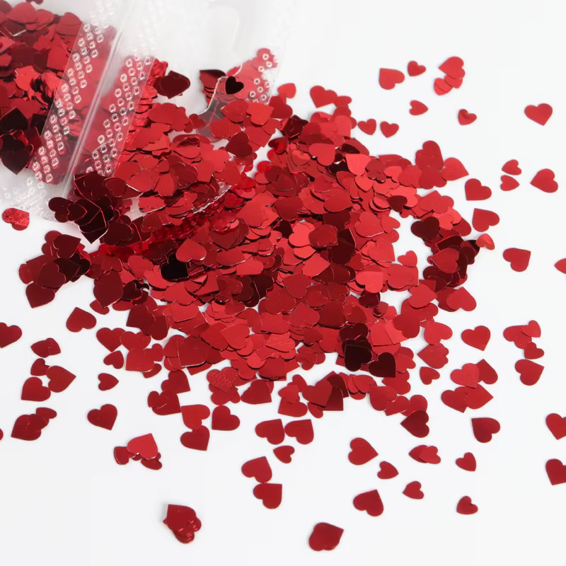 Doux amour coeurs ongles paillettes paillettes brillant couleur mixte manucure breloques ongles déco