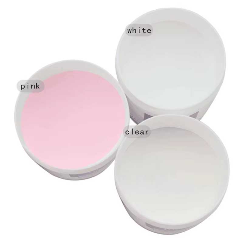 Poudre à ongles acrylique transparente/rose/blanc, 3 couleurs, poudre polymère cristal sculptée, ver