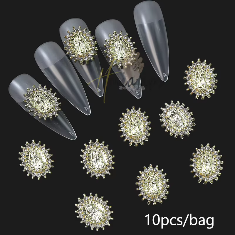 Breloques 3D brillantes en alliage de biscuits pour la décoration des ongles, pierres précieuses de