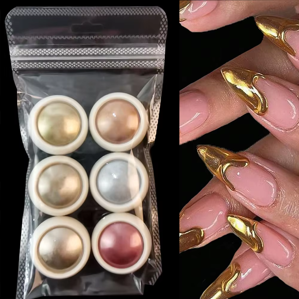 6 couleurs/ensemble miroir métallique Chrome poudre à ongles holographique caméléon paillettes manuc