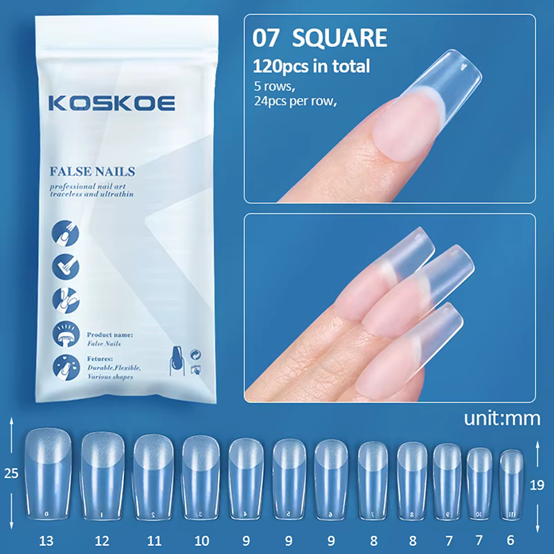 Matte presse sur les pointes des ongles couverture complète douce faux ongles cercueil faux ongles C