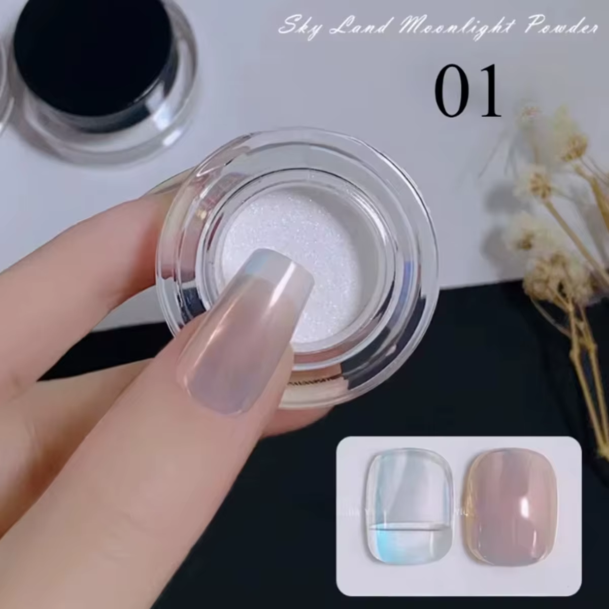 Poudre miroir magique pour ongles, 1/6 pièces, poudre de clair de lune, Texture métallique, aurore s