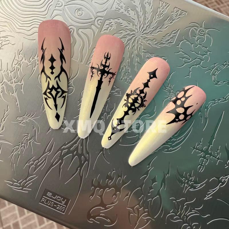 XMQ NAIL ART STAMPING PLATES IMAGEPLATES DE STYLE GOTHIQUE TEMPLATE COOL