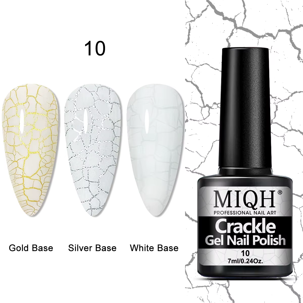 Gel de vernis à ongles craquelé, 7 ml/0,24 oz - Hypoallergénique, sans acétone, séchage par soufflag