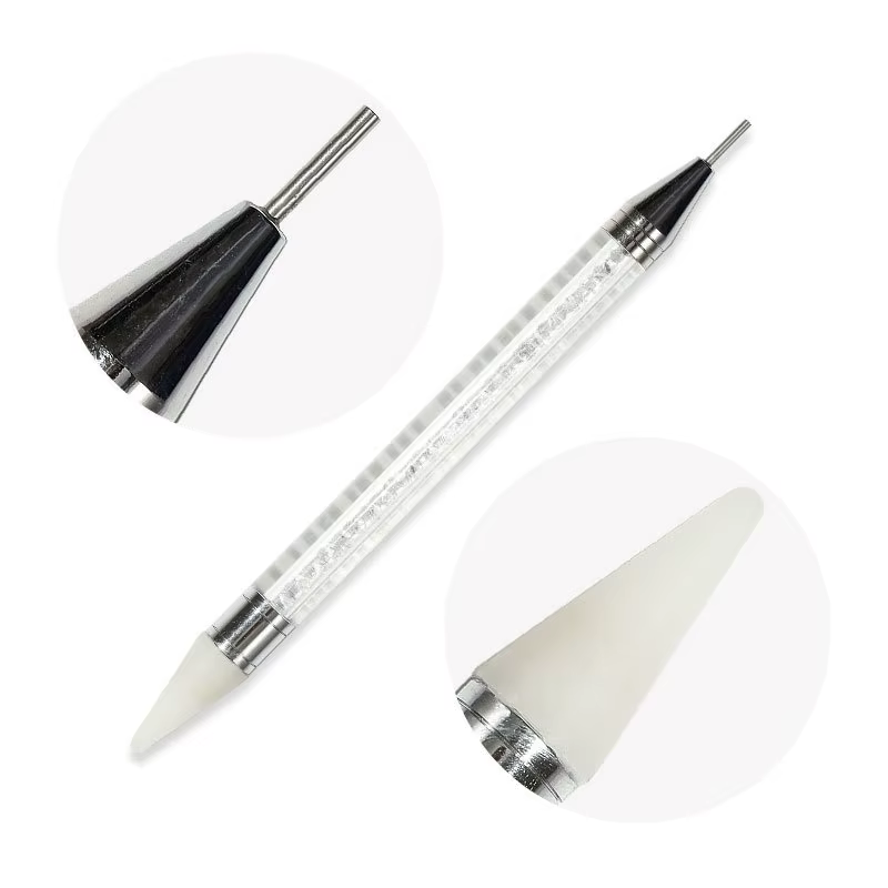 Stylo de cire blanc à double tête pour Nail Art, avec embellissement de diamant et sélecteur de stra