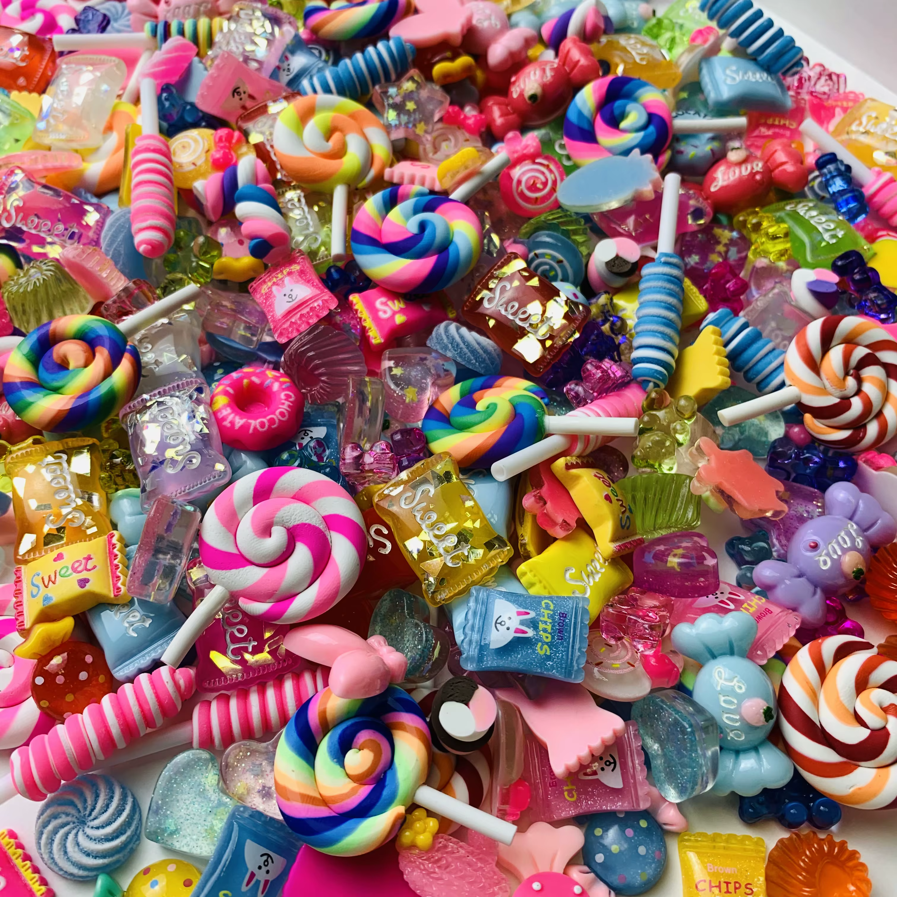 20 pièces/sac Style mixte résine bonbons Biscuit nourriture Nail Art coque de téléphone épingle à ch