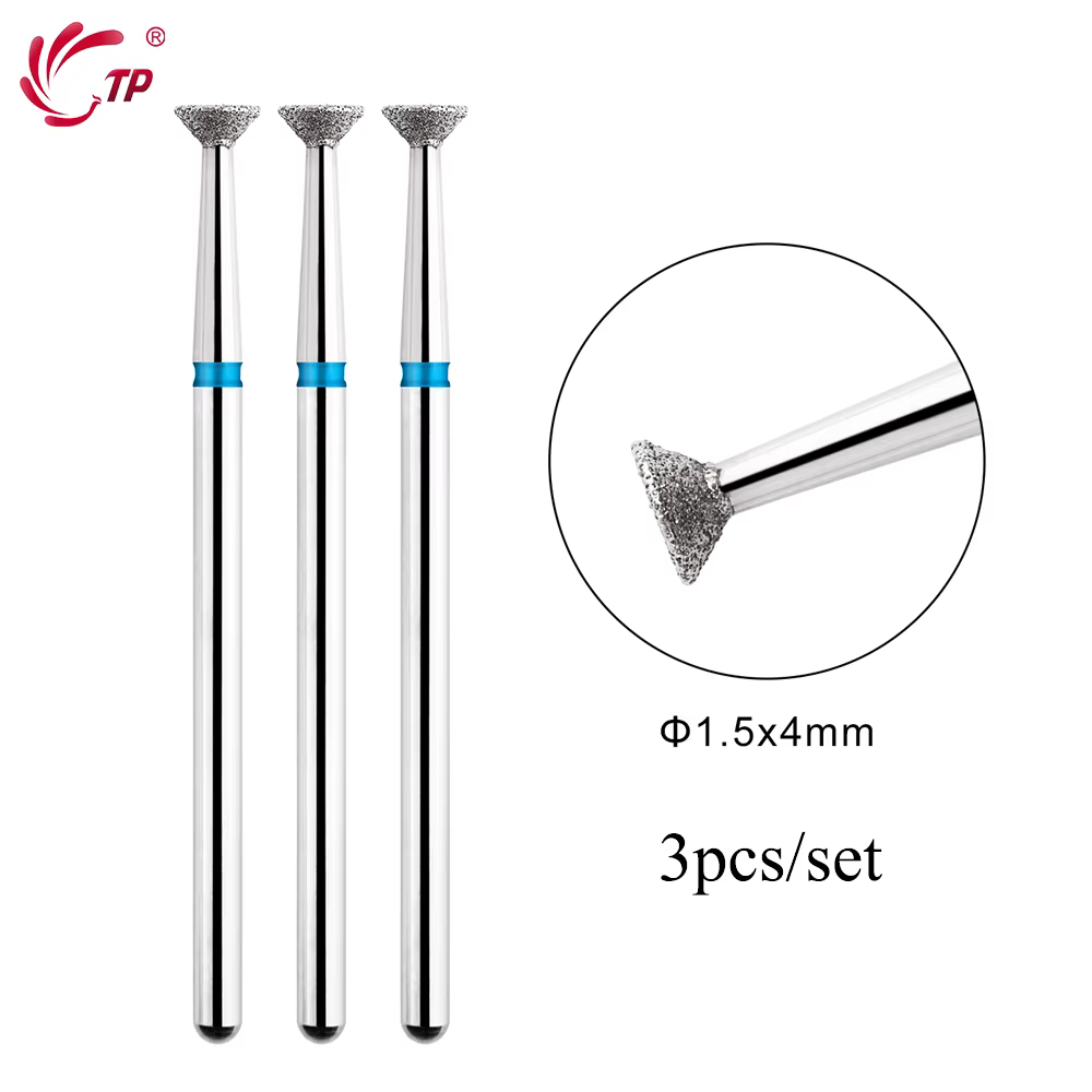 TP 3 pièces/ensemble forets à ongles diamant flamme 3/32 ''embouts de lime électrique russe fraise p