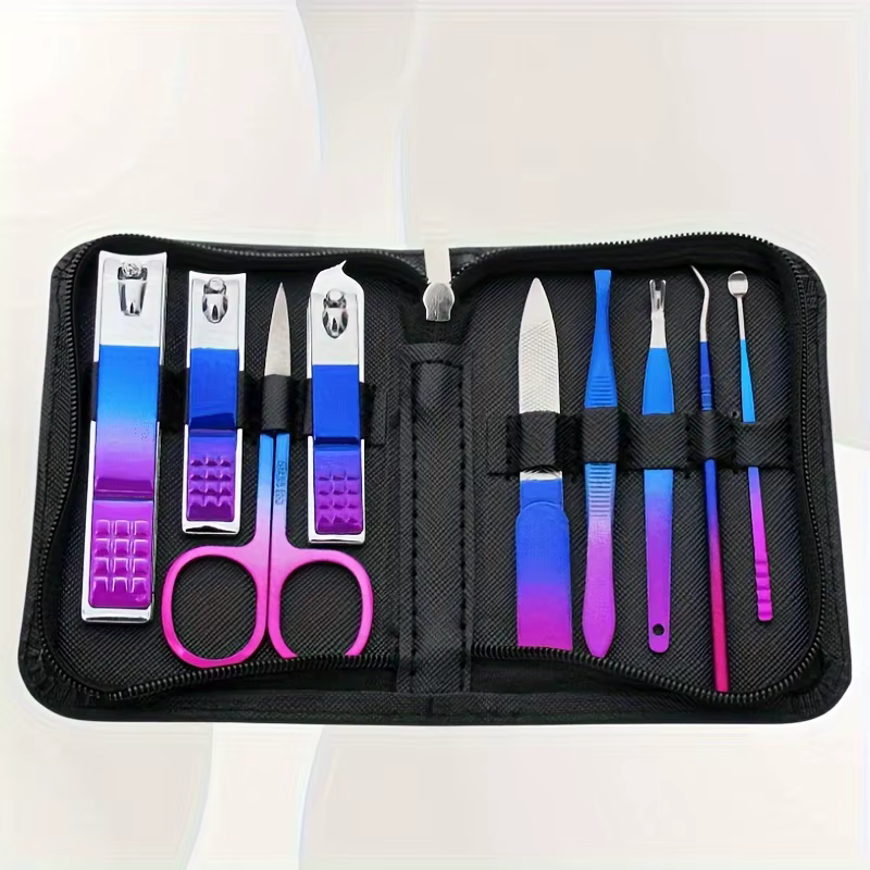Kit de manucure et pédicure professionnel en acier inoxydable, soin des ongles de précision avec étu