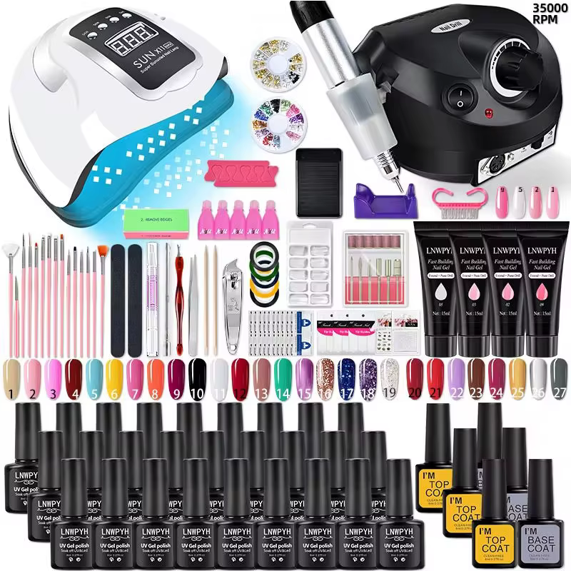 Kit de vernis à ongles en acrylique, ensemble de Gel Poly avec lampe à ongles, Extension d'ongles, G