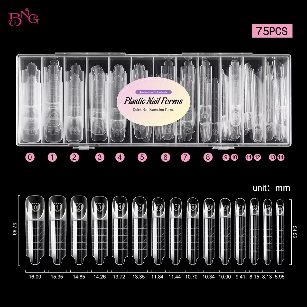 BNG 75 pièces espace ongles double formes acrylique intelligent ligne française formes d'ongles couv
