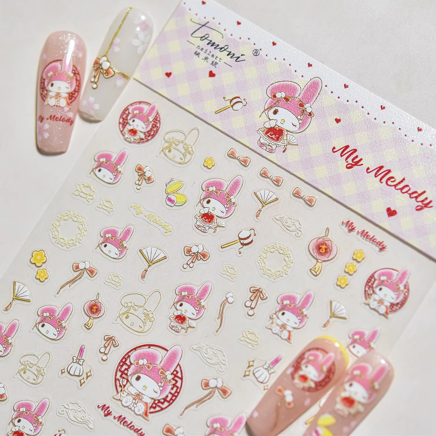 Sanrio famille Anime Nail Art décoration 5D Relief Nail Art autocollant mignon Hello Kitty Kulomi mé