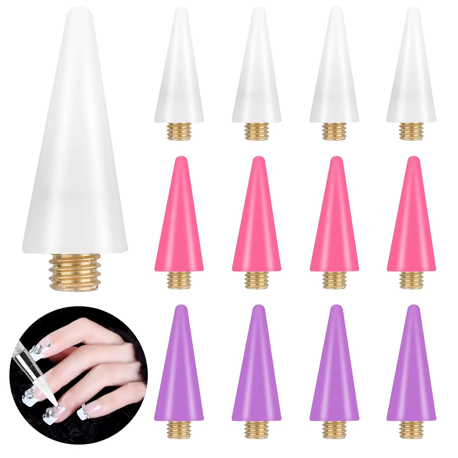 PINCEF-Stylo de pointage pour ongles, 12 pièces, pointe de remplacement, biscuits, outil pour ramass