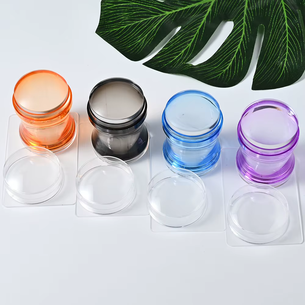 Kit de tamponnage pour nail art en silicone transparent, pour manucure française, plaque de tamponna