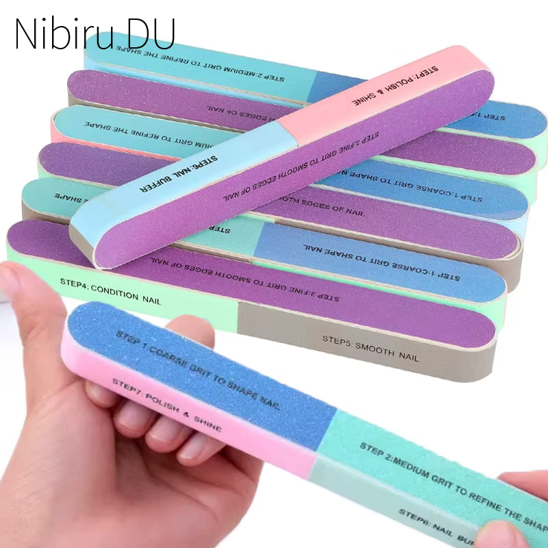 10/3 pièces bloc tampon à ongles 7 voies limes à ongles outils professionnels de soins des ongles bl