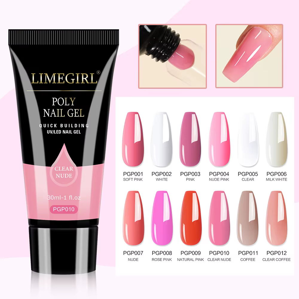 LIMEGIATV-Gel d'extension d'ongles à paillettes, Soak Off, Gel UV Crystal Build XR, N64.Quick Extens