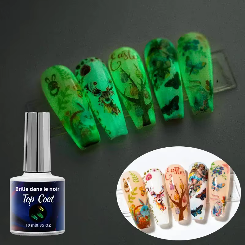 Vernis à ongles Gel UV brillant dans la nuit, couche de finition lumineuse, sans lingette, Base de m