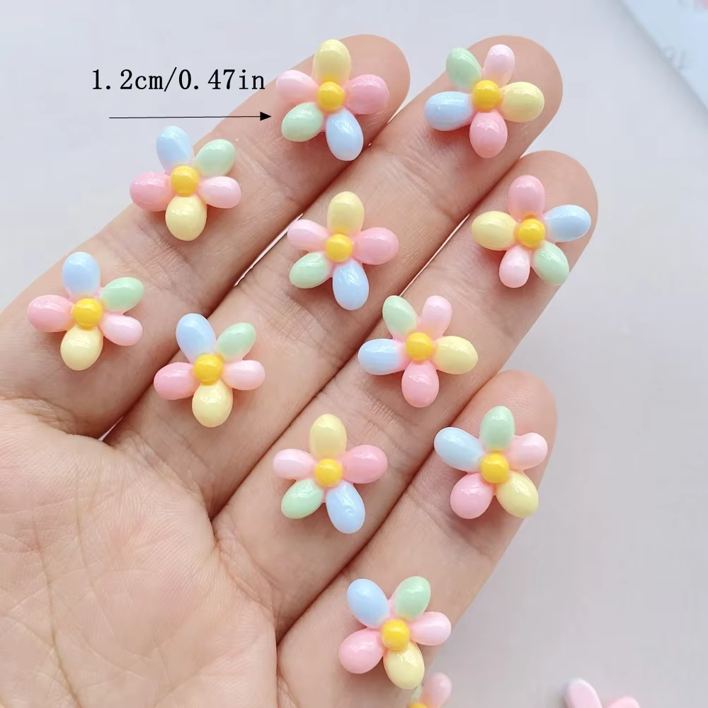 Mini Fleurs Colorées Arc-en-ciel en Strass pour Nail Art, Décorations 3D pour Ongles, Bijoux, 20 Piè