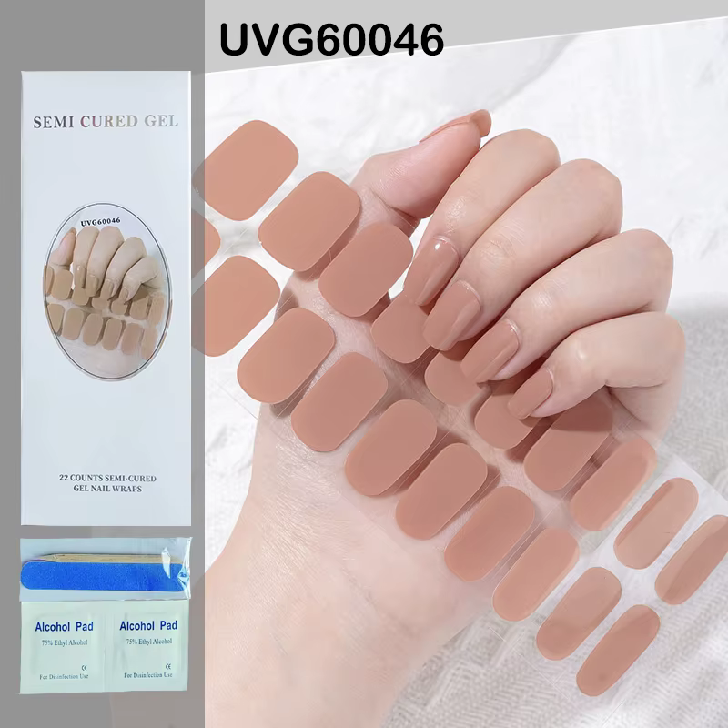Patch pour ongles en Gel Semi-durci pour manucure française, 20 pointes, adhésif coulissant, impermé