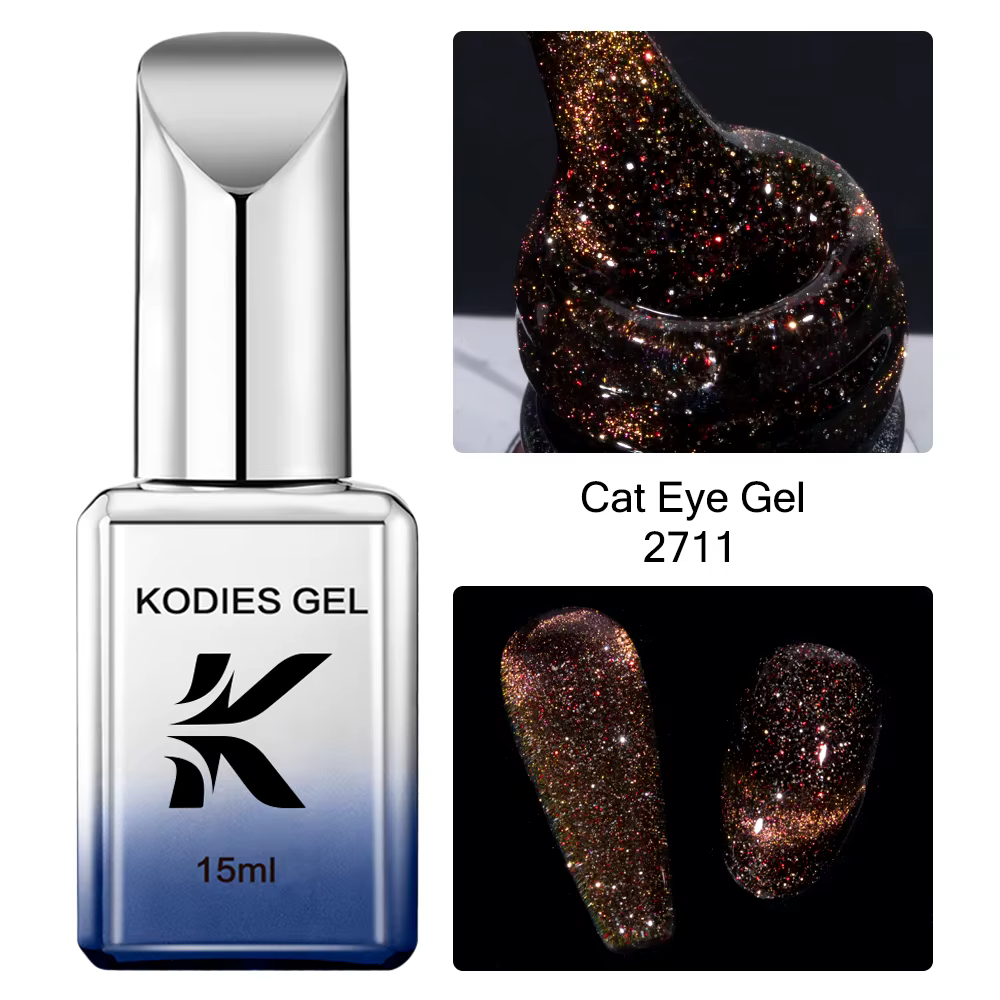 KODIES GEL-Verhéritage gel œil de chat, semi-permanent, laser magnétique UV, diamant coulé, paillett
