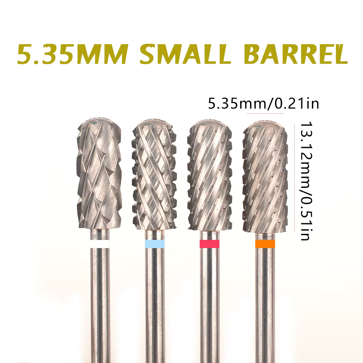 Forets à ongles en carbure de gel, petit baril de 5.3mm, mèches supérieures lisses, outil de manucur