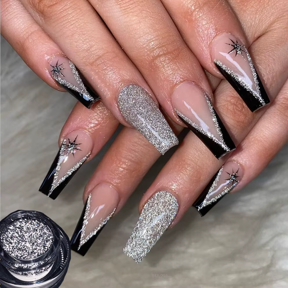 Poudre de paillettes pour ongles, diamant réfléchissant brillant, argent holographique, Micro perceu