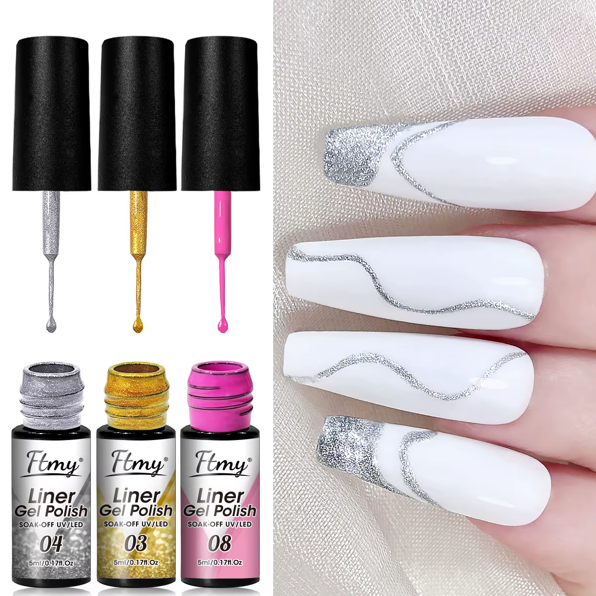 3 pièces/ensemble peinture métallique revêtement Gel argenté Champagne doré Rose doré Gel vernis à o