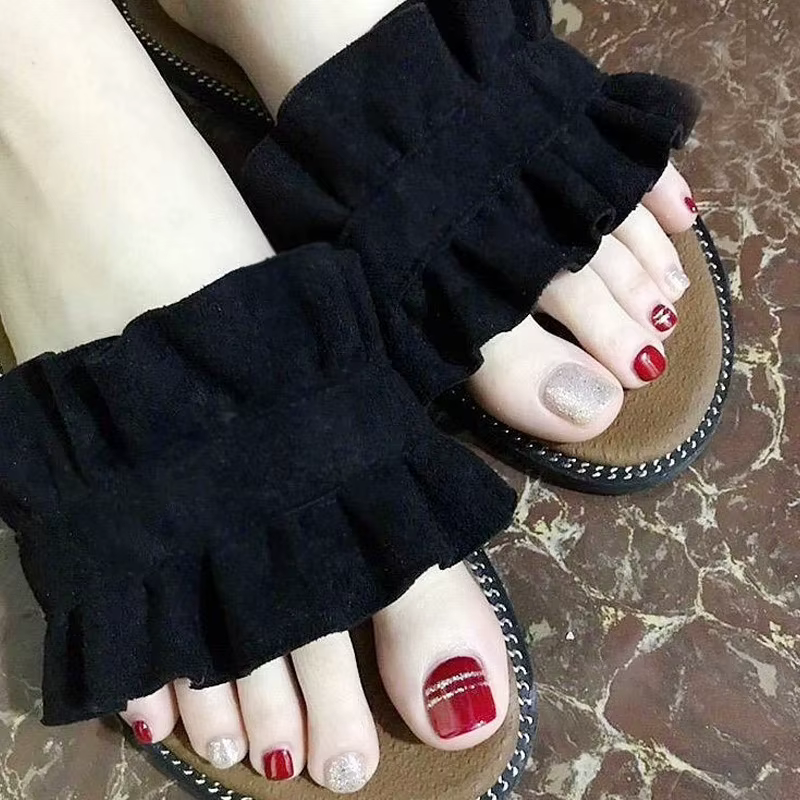 Faux Ongles de Forme Courte et Plate, Couverture Complète, Sexy, Chic, Rouge, N64.Art, Matériel de M