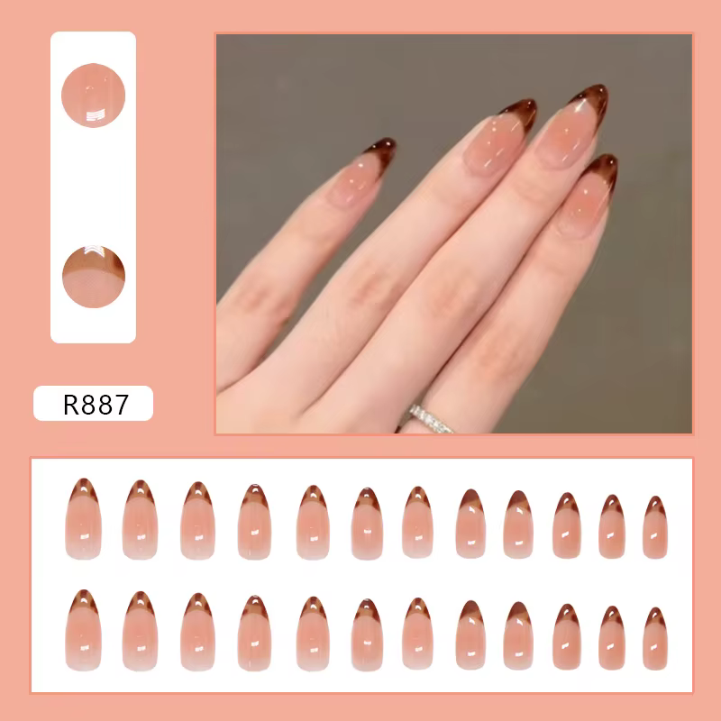Faux ongles français léopard, 24 pièces, N64.Blush, automne et hiver, moyen, court, presse sur N64.a