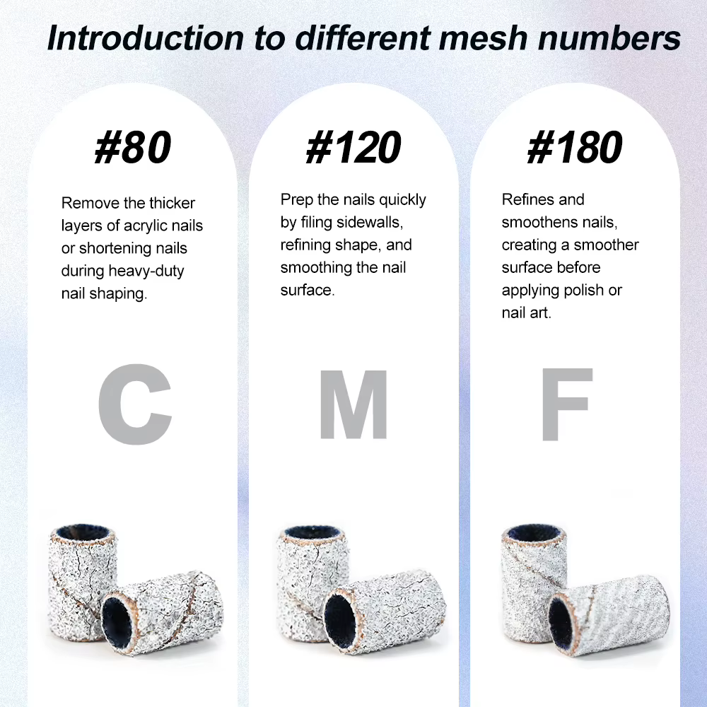Mini bandes de ponçage zébrées pour ongles, machine électrique, forets à ongles, dissolvant de verni