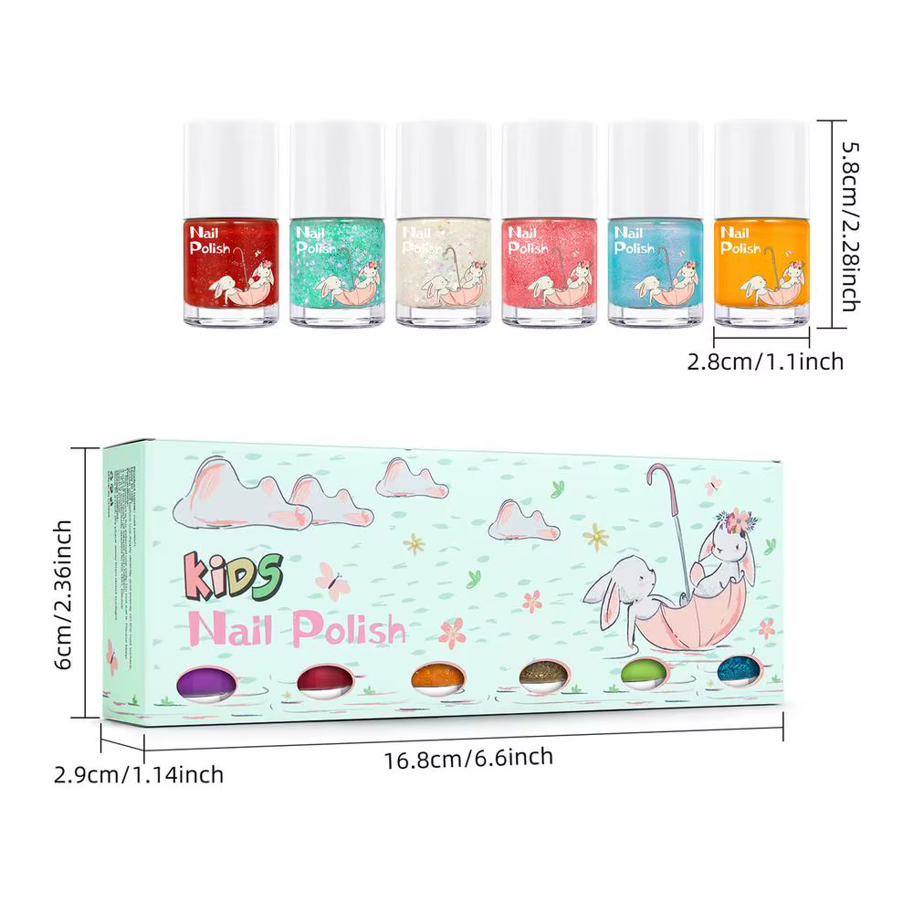 Vernis à ongles en gel pelable 6 couleurs, autocollant non toxique, séchage rapide, paillettes, vern