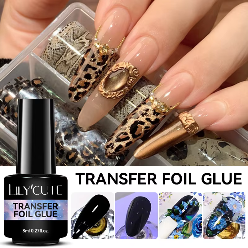LILYCUTE 8ML feuille de transfert colle pour ongles étoilés vernis Semi-Permanant pour autocollant a