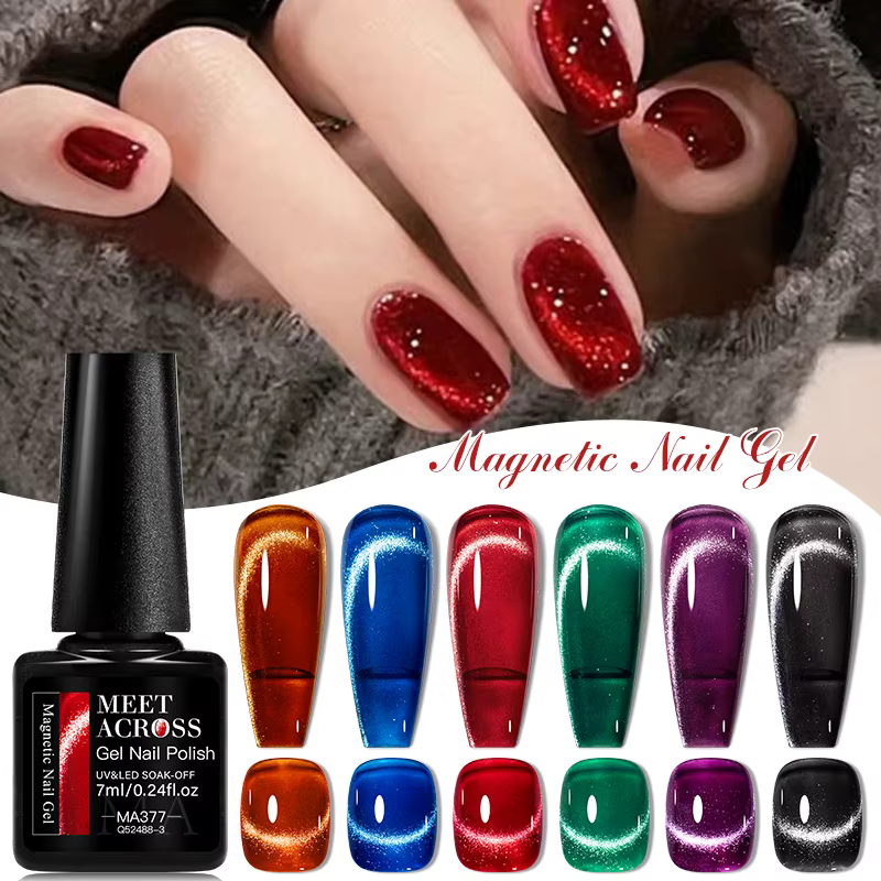 Vernis à ongles magnétique chat 140 couleurs, 7ml, holographique scintillant, galaxie LED UV, vernis