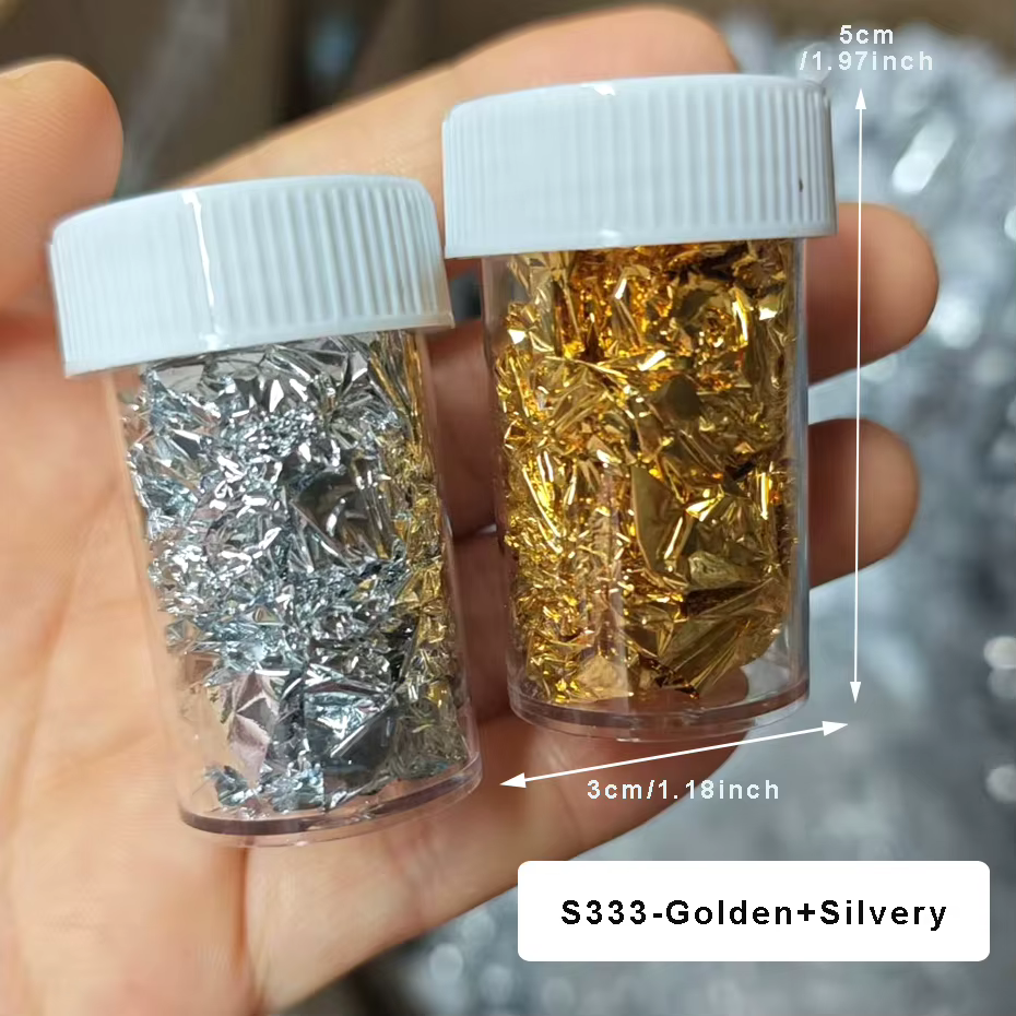 12 grilles feuilles d'or ongles paillettes aléatoires holographiques aluminium feuille d'ongle floco