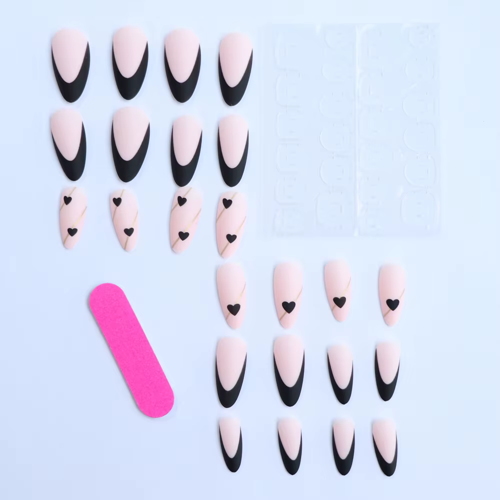 ARTAUG 24 pièces moyen Stiletto rose presse sur ongles couverture complète faux ongles ensemble pres