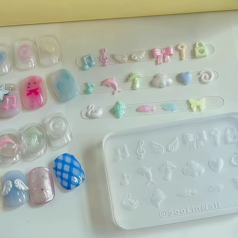 Moule en silicone transparent Y2K pour décorations d'ongles 3D, motifs mini ailes de papillon et nœu