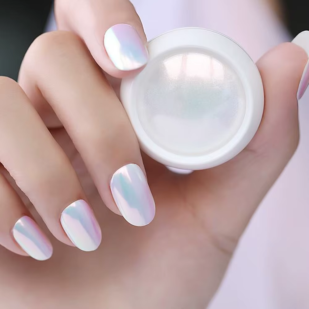 Poudre de vernis à ongles chromé, blanc perle, sirène, aurore, métallique, néon, arc-en-ciel, poussi
