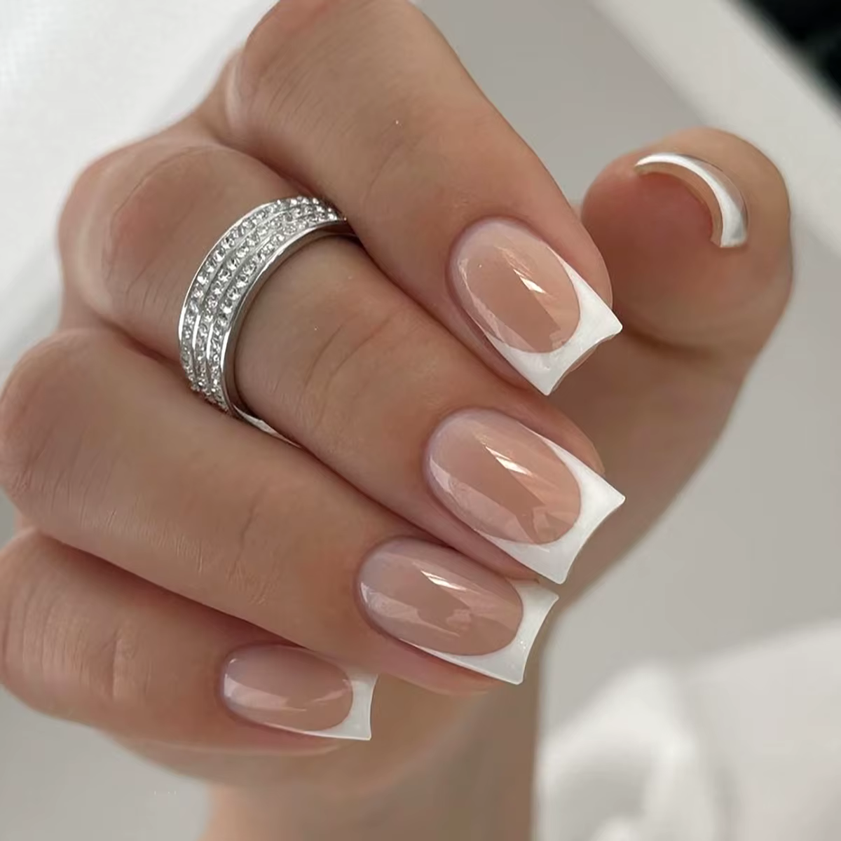 Faux ongles carrés courts, 24 pièces, bleu, vert, papillon, français, couverture complète, imperméab