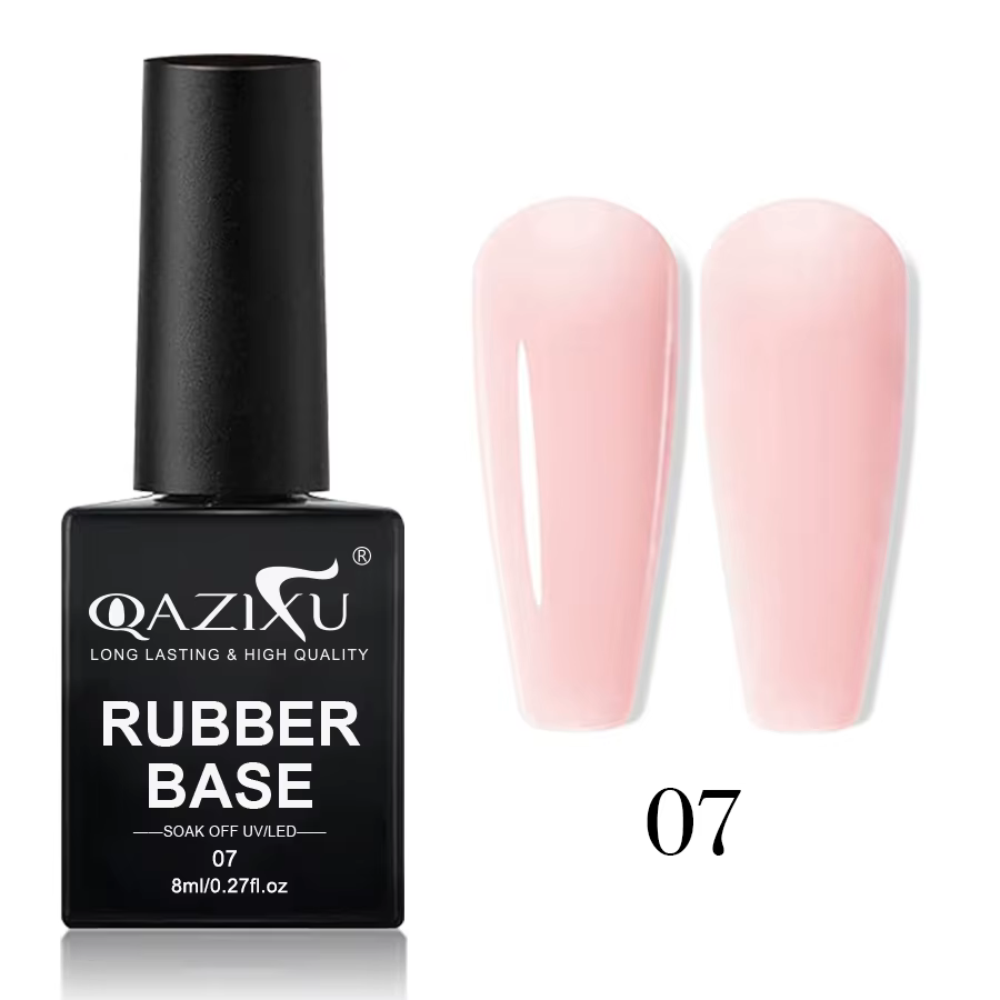 QAZIXU 8ml Gel de Base Caoutchouc pour Ongles, Lot de 6 Couleurs Rose Gelée Couleur Naturelle Semi-P