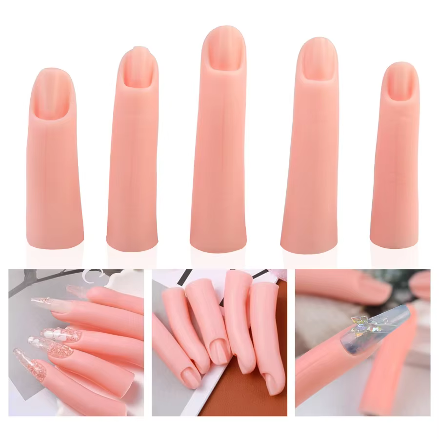 Ensemble de pratique de Nail Art en Silicone, 5 pièces, pointes de doigts pour l'entraînement à l'ex