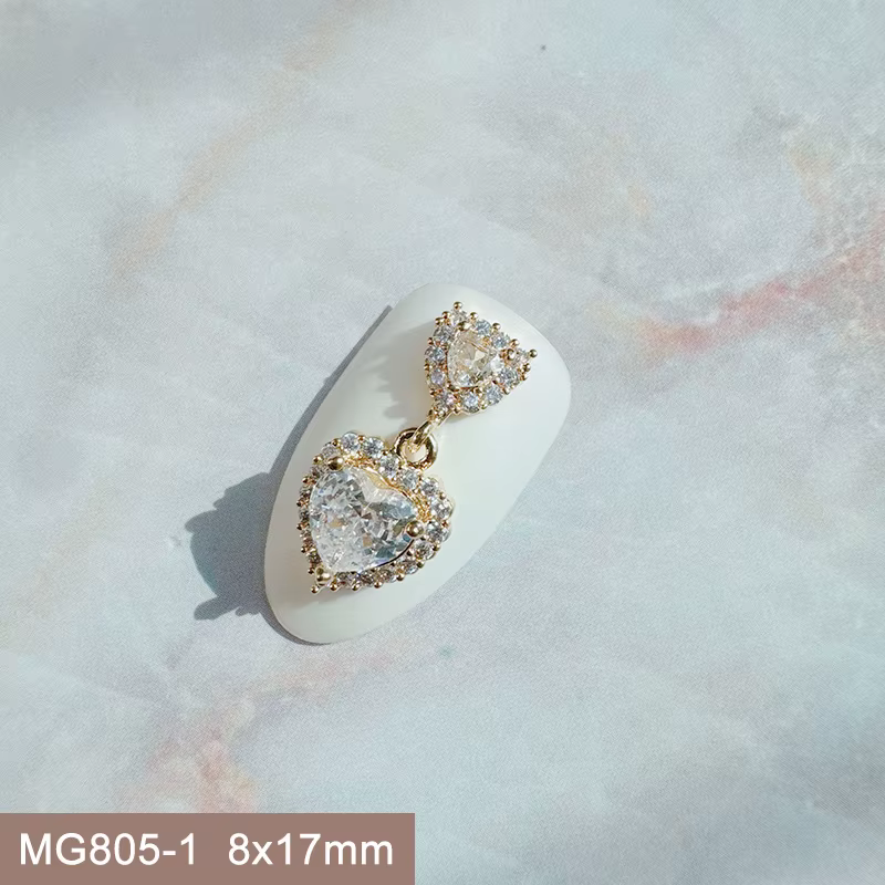 10 pièces saint valentin amour coeur marin lune Nail Art pièces Zircon cristal manucure ongles acces