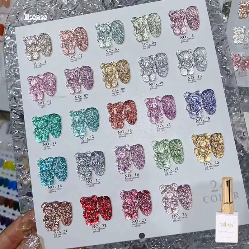 Eleanos – vernis à ongles en Gel UV LED, 24 couleurs, réfléchissant, Semi-Permanent, hybride, scinti