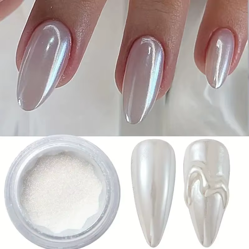 Ensemble de poudre de paillettes pour ongles, 3 pièces, effet miroir aurore, poussière holographique