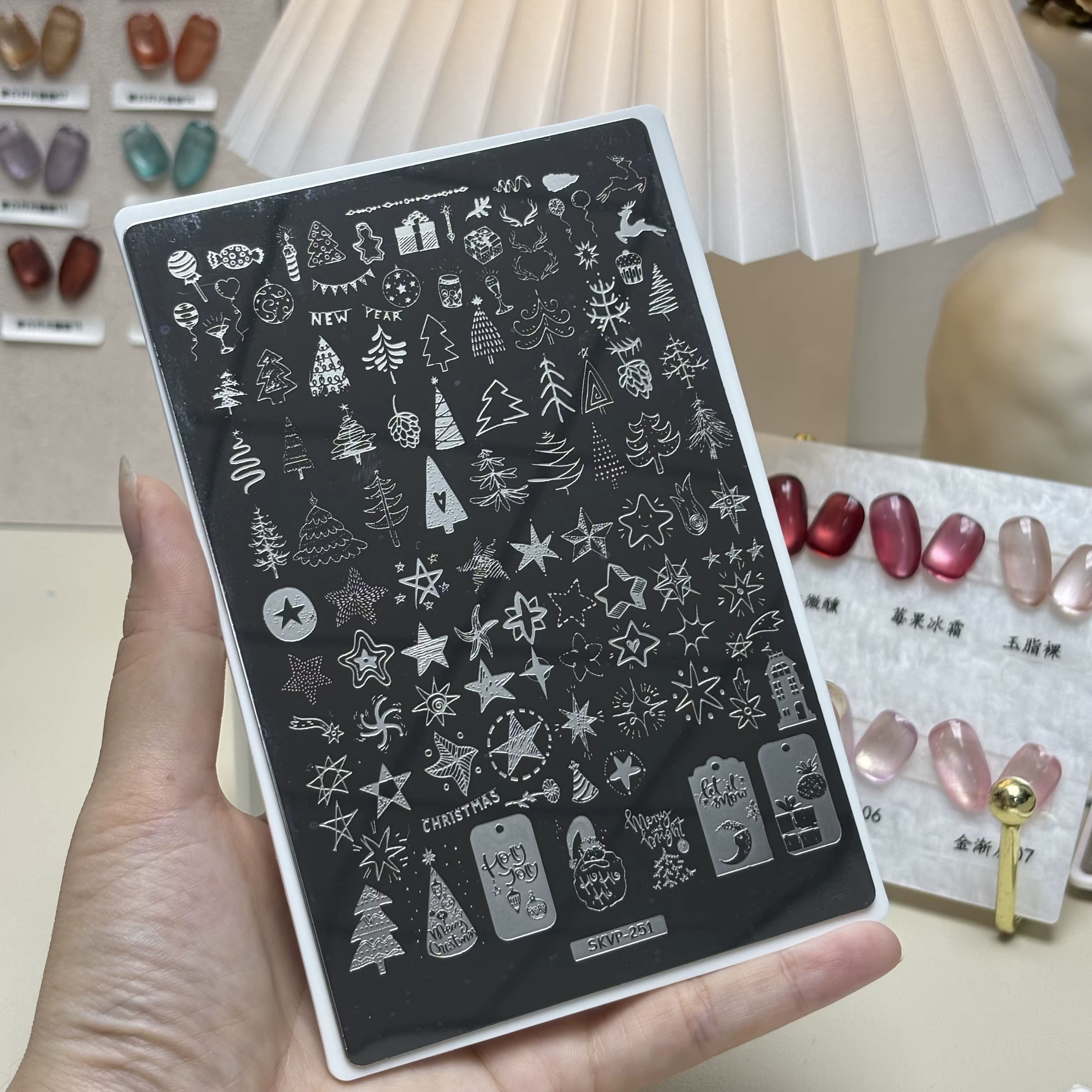 Plaque d'estampage d'ongles, éléments d'halloween, éléments de noël, motifs de flocons de neige, mod
