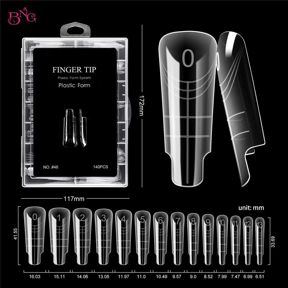 BNG 140 pièces/boîte formes d'ongles carrées pour Gel UV moule d'extension de construction rapide en