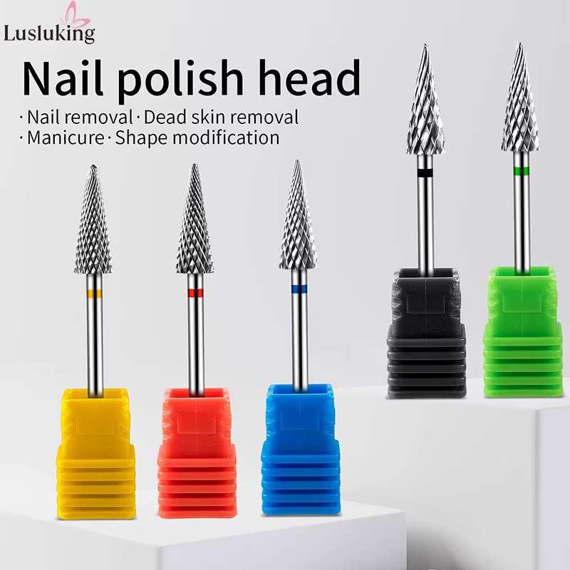 Forets à ongles en tungstène carbide, accessoire de manucure électrique, fraises pour dissolvant de 