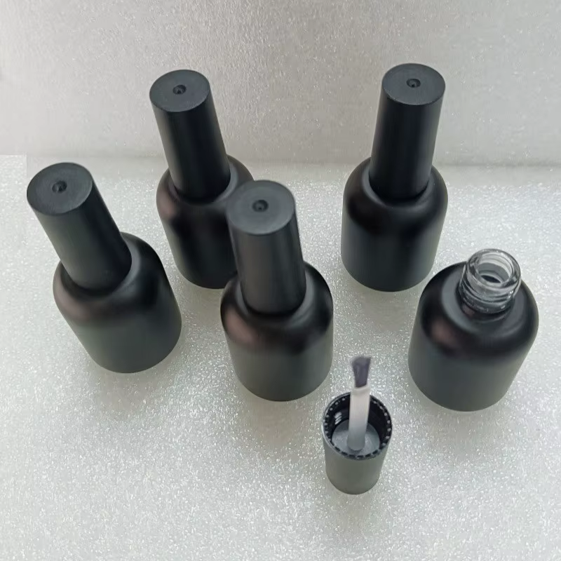 5 flacons vides en verre noir mat de 20 ml pour vernis à ongles, rechargeables, avec pinceau et bouc