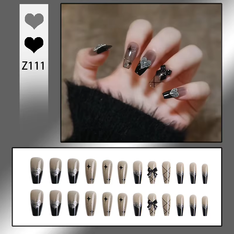 24 pièces/1 boîte filles chaudes portent des gros arc filles chaudes Nail Art faux ongles