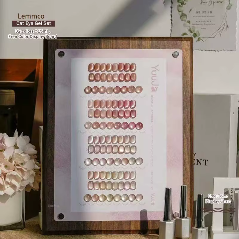 YUUJA rose 32 pièces * 15ML ensemble de vernis Gel oeil de chat avec carte de couleur Gel magnétique