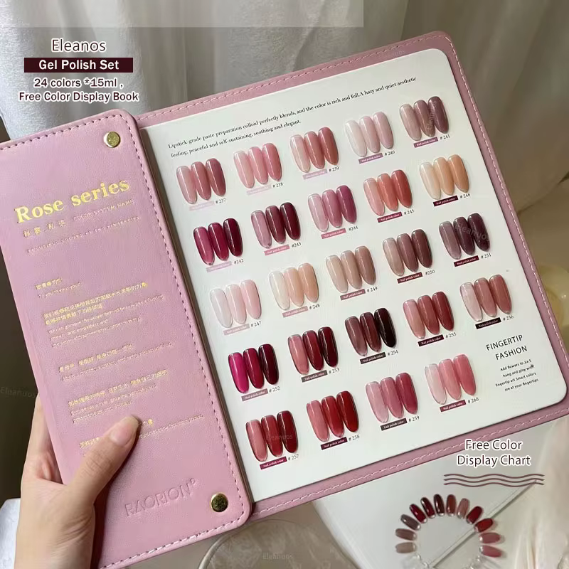 Eleanos Rose Rose 24 pièces gelée Transparent Gel vernis à ongles couleur Rose nu UV tremper Gel ver