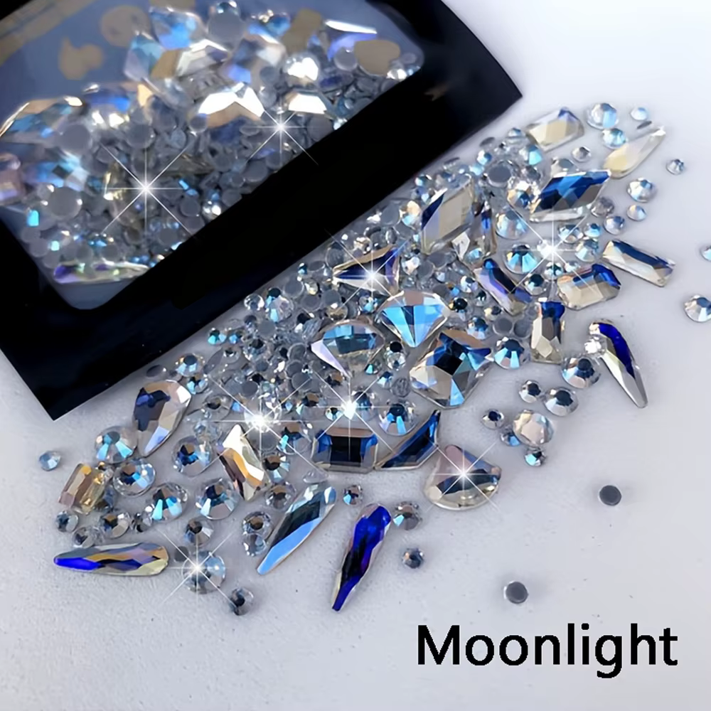 Strass pour Nail Art en verre AB à dos plat, 180 pièces, pierres de diamant mélangées multi-formes, 